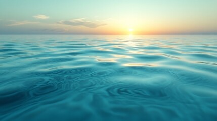 Obraz premium Gentle ripples a clear water surface under a calming gradient sky of green and yellow A serene scene ideal for promoting eco friendly wellness or beauty products with ample space for text