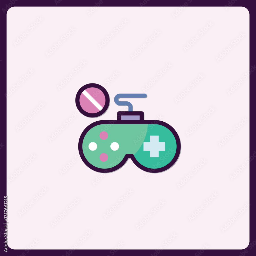 Poster stylized game controller icon depicting interactive digital entertainment