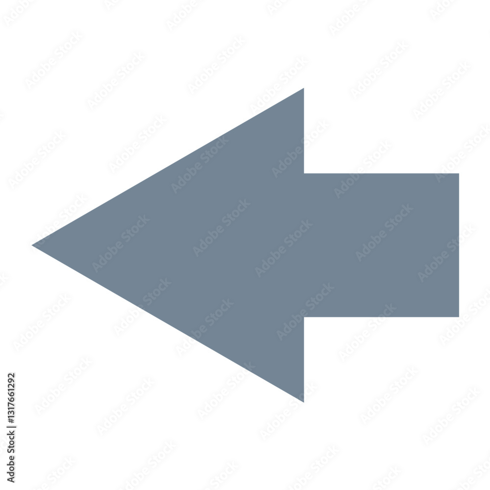 Poster a simple grey arrow pointing left, suggesting a return or previous step, rendered in a minimalist fl