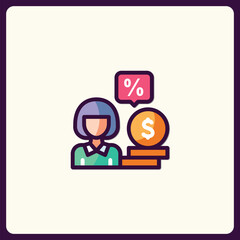 Illustration depicting financial advisor assisting with investments and tax rates