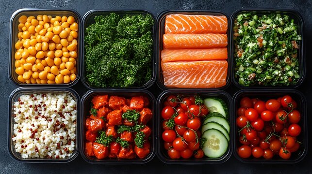Healthy meal prep containers fresh vegetables grains and lean proteins ideal for fitness nutrition and healthy lifestyle content