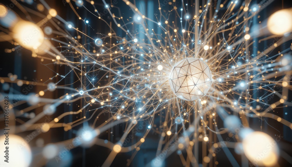 Aufkleber abstract connection concept with light effects and network design