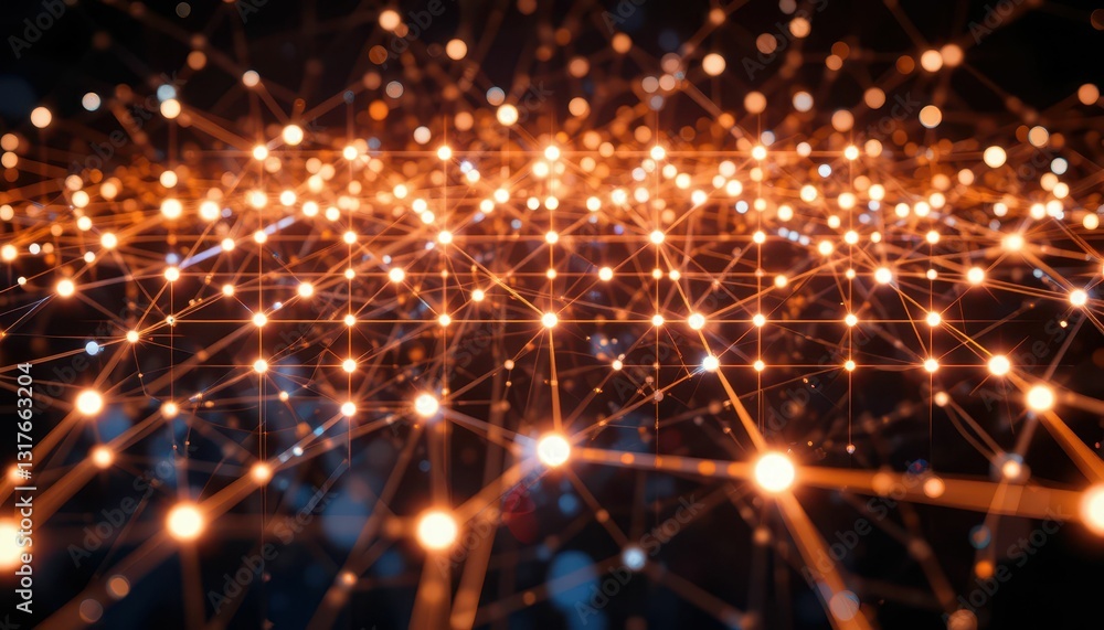 Poster abstract network connection with glowing points and lines
