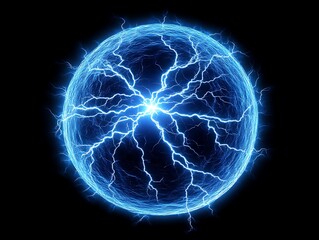 A glowing blue energy sphere with electric lightning discharges