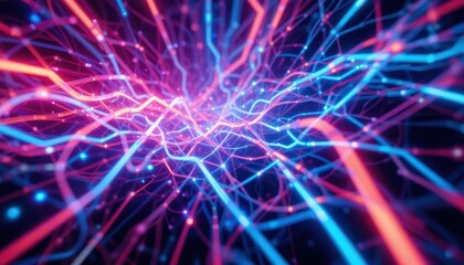 Futuristic Abstract Digital Network with Colorful Light Trails