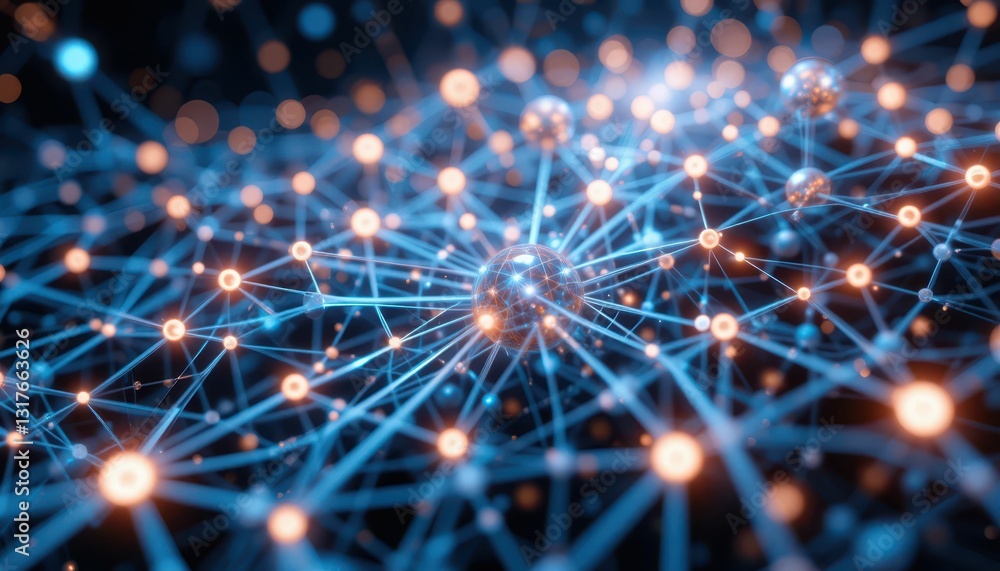 Poster abstract network visualization with bright nodes and connections