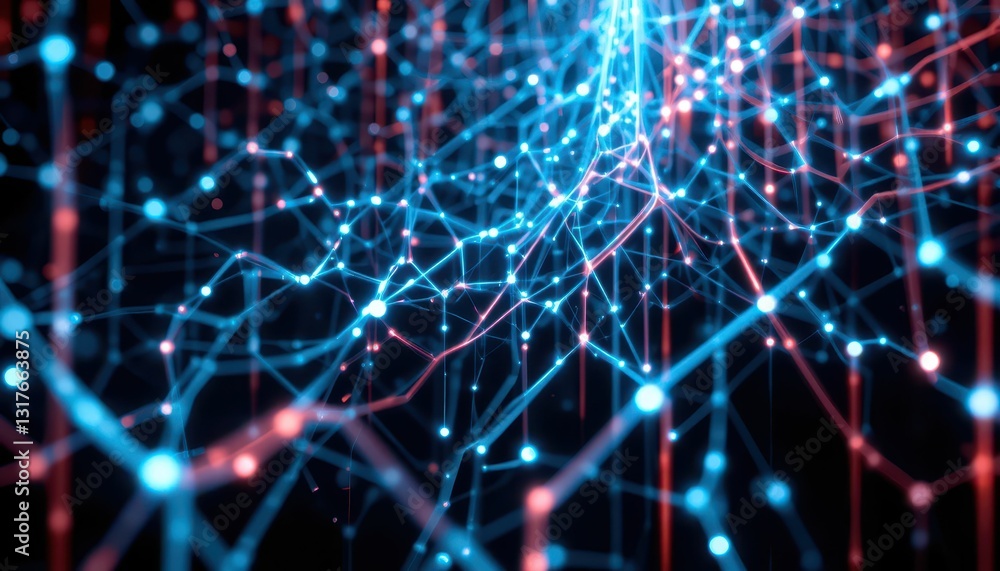 Aufkleber colorful abstract network of connected points and lines in 3d space