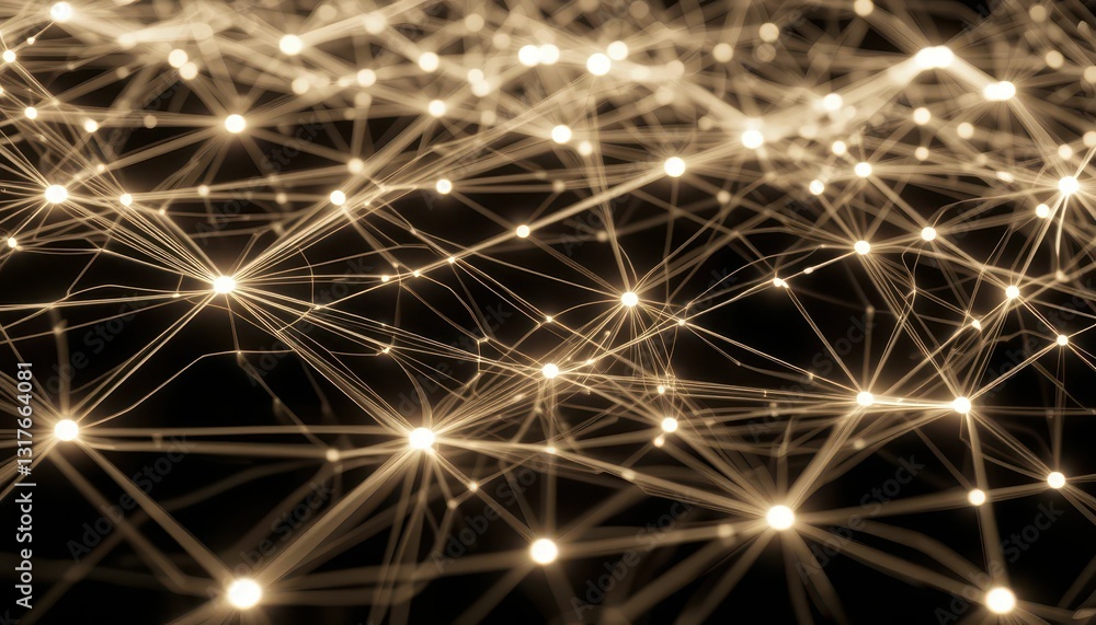 Poster abstract digital network with bright connections and nodes