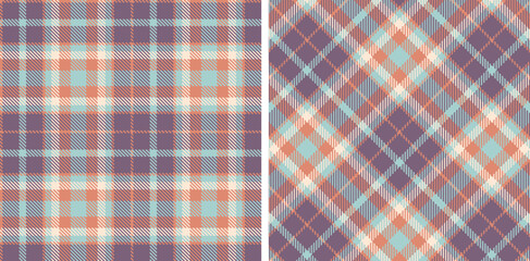 Pastel Seamless Tartan in Neon Dark Peach tones Fabric Design