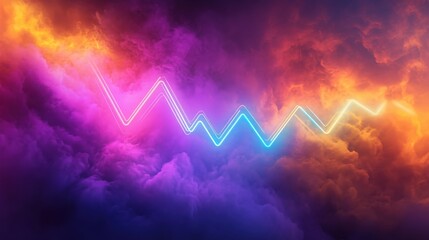 Vibrant Neon Line Abstract Background with Colorful Clouds, Symbolizing Energy and Innovation. Perfect for Futuristic Designs, Tech Presentations, and Dynamic Websites.