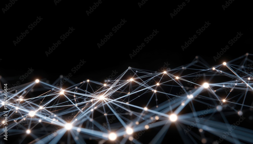 Poster abstract digital network connections with bright nodes and lines