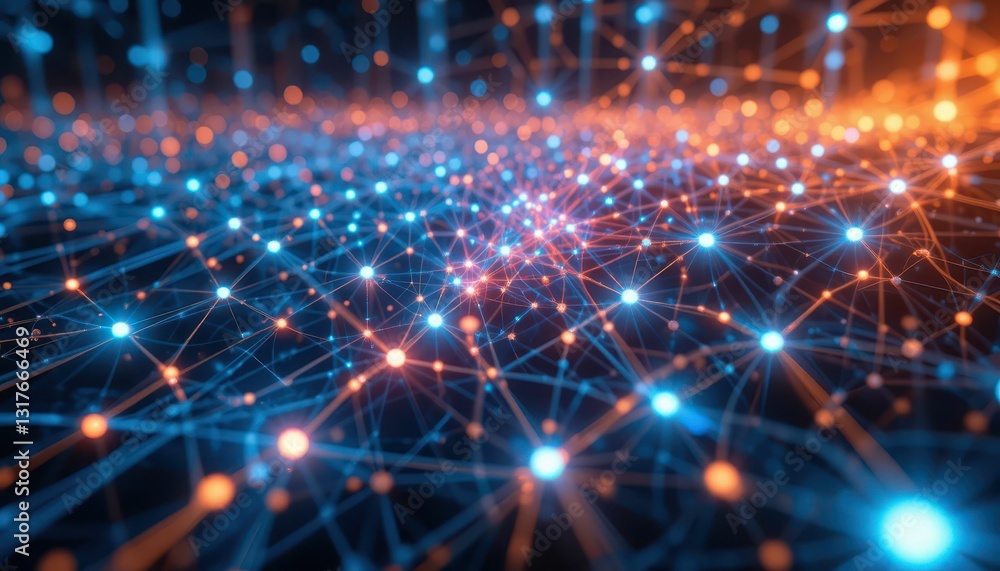 Poster abstract digital background with network connections and data points
