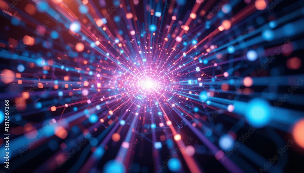 Poster abstract colorful background with light rays and energy burst effect