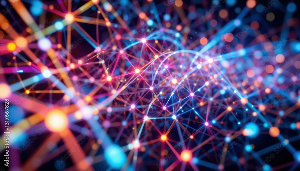 Poster abstract colorful data flow in vibrant network connections