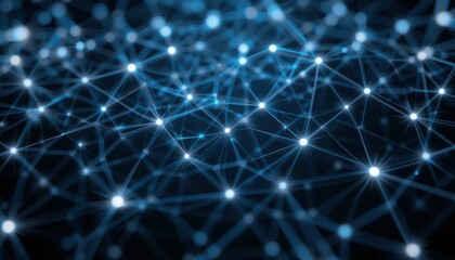 Fototapeta premium Abstract Network Connection Pattern with Bright Nodes and Blue Lines