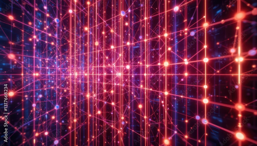 Poster futuristic network of connecting points and lines in abstract space