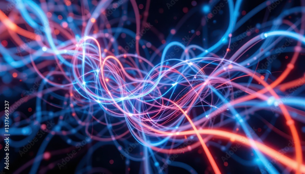 Poster abstract colorful light trails with digital swirls and patterns