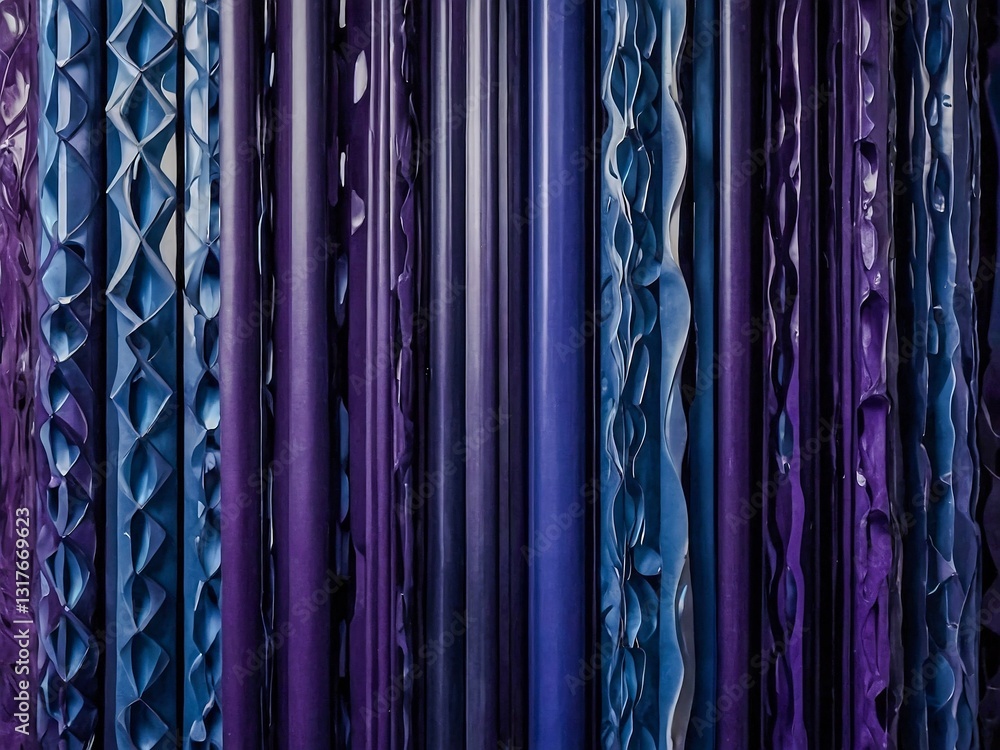 Poster abstract animation of bluish-purple vertical patterns.