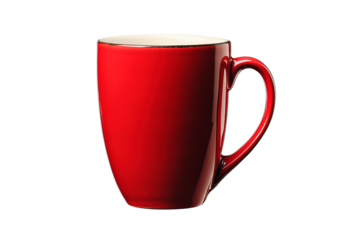 A red mug with a handle isolated on transparent background