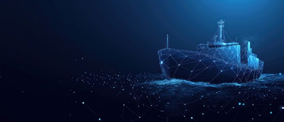 Cargo. Cargo Ship Banner with Copyspace, Freight Transport Concept with Containers, Shipping, Logistics. Global Cargo Shipping, Freight Transportation, International Export Concept with Copy Space. 