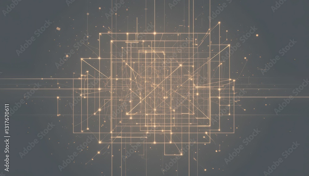 Poster abstract geometric lines and points in light on dark background