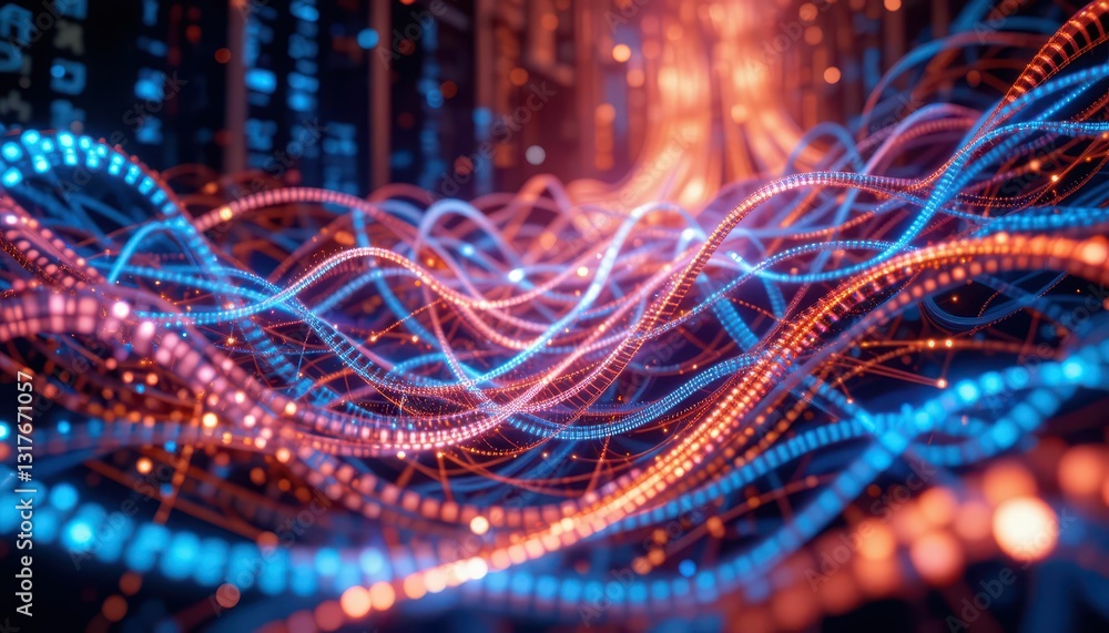 Poster vibrant flow of data streams in abstract network visualization