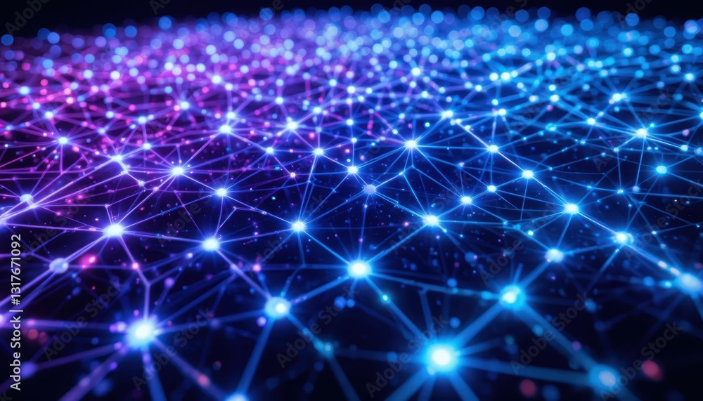 Aufkleber colorful abstract digital network of dots and lines in space