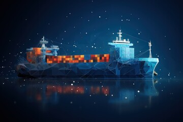 Obraz premium Cargo. Cargo Ship Banner with Copyspace, Freight Transport Concept with Containers, Shipping, Logistics. Global Cargo Shipping, Freight Transportation, International Export Concept with Copy Space. 