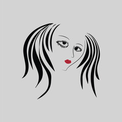 Hand draw illustration girl with long hair