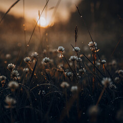 dry grass in the morning