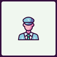 Stylized uniformed officer icon with modern design elements and clean lines