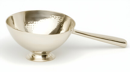 Silver bowl with handle, studio shot, white background, for tableware product photography