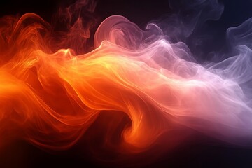 Fototapeta premium Abstract depiction of glowing orange and purple wispy smoke