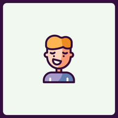 Minimalist style vector illustration of a character face, portrait icon