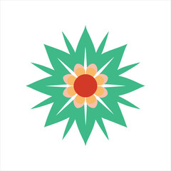 Radiant Sunburst Flower Line Art Vector Illustration