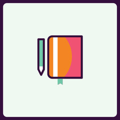 Minimalist Notebook and Pencil Icon Depicting Creativity and Learning Process