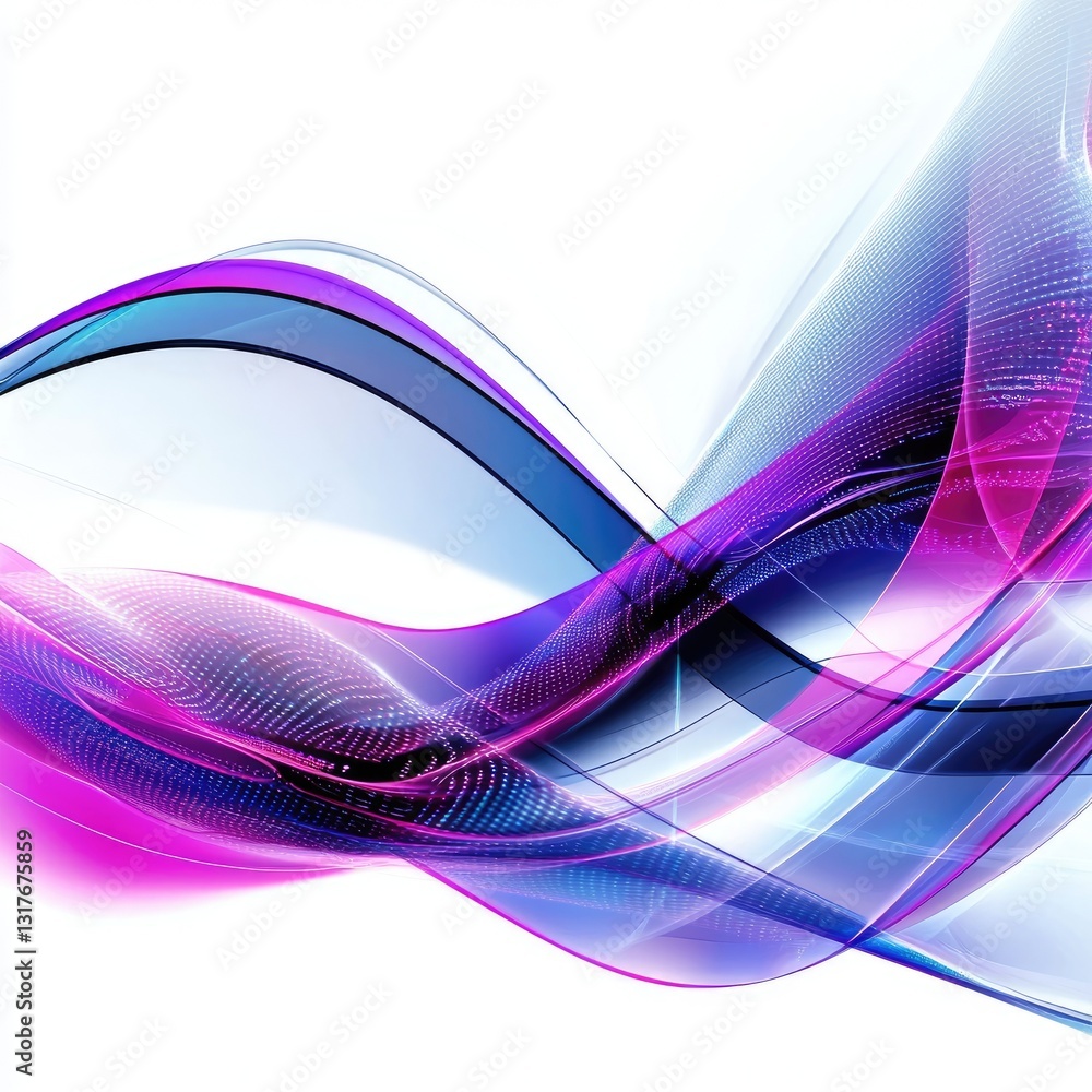Poster abstract digital waves with neon colors flowing in motion, isolated on a white background for a futu