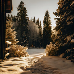 winter landscape with trees and snow