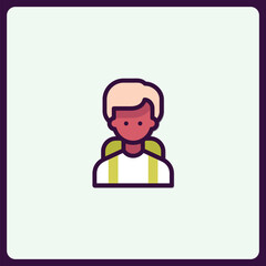 Stylized graphic portrait of a youthful traveler with light hair