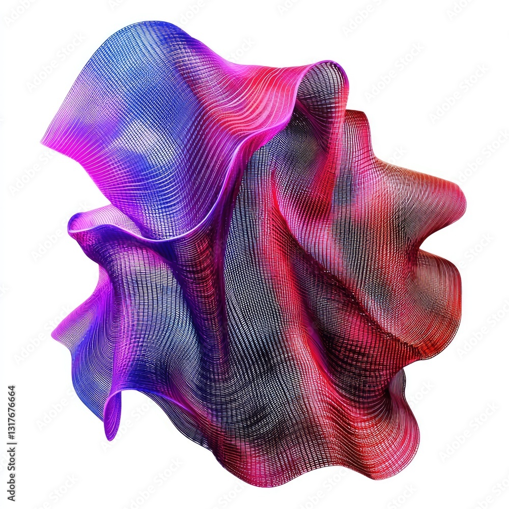 Poster abstract digital waves with neon colors flowing in motion, isolated on a white background for a futu