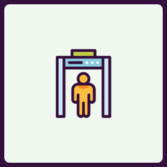 Security checkpoint icon depicting scanning process at entrance area
