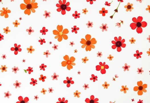 Ein  Muster aus zarten, handgemalten Blumen in Pastellfarben auf wei&szlig;em Hintergrund, ideal f&uuml;r Stoffdesigns oder Tapeten. Generative KI.