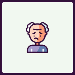 Sad elderly man icon illustration, representing aging and emotions