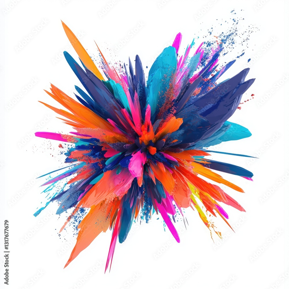Aufkleber a d abstract explosion effect with colorful fragments and dynamic lighting, isolated on white