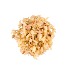 mixed red jasmine brown rice and barley isolated on white background pile