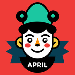 April Fools’ Day, clown in a hat icon vector illustration. funny clown face