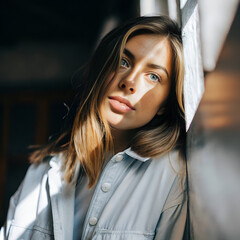 Shadow of light on girl face