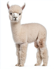 Obraz premium Curious Alpaca Profile View Isolated on White Background 