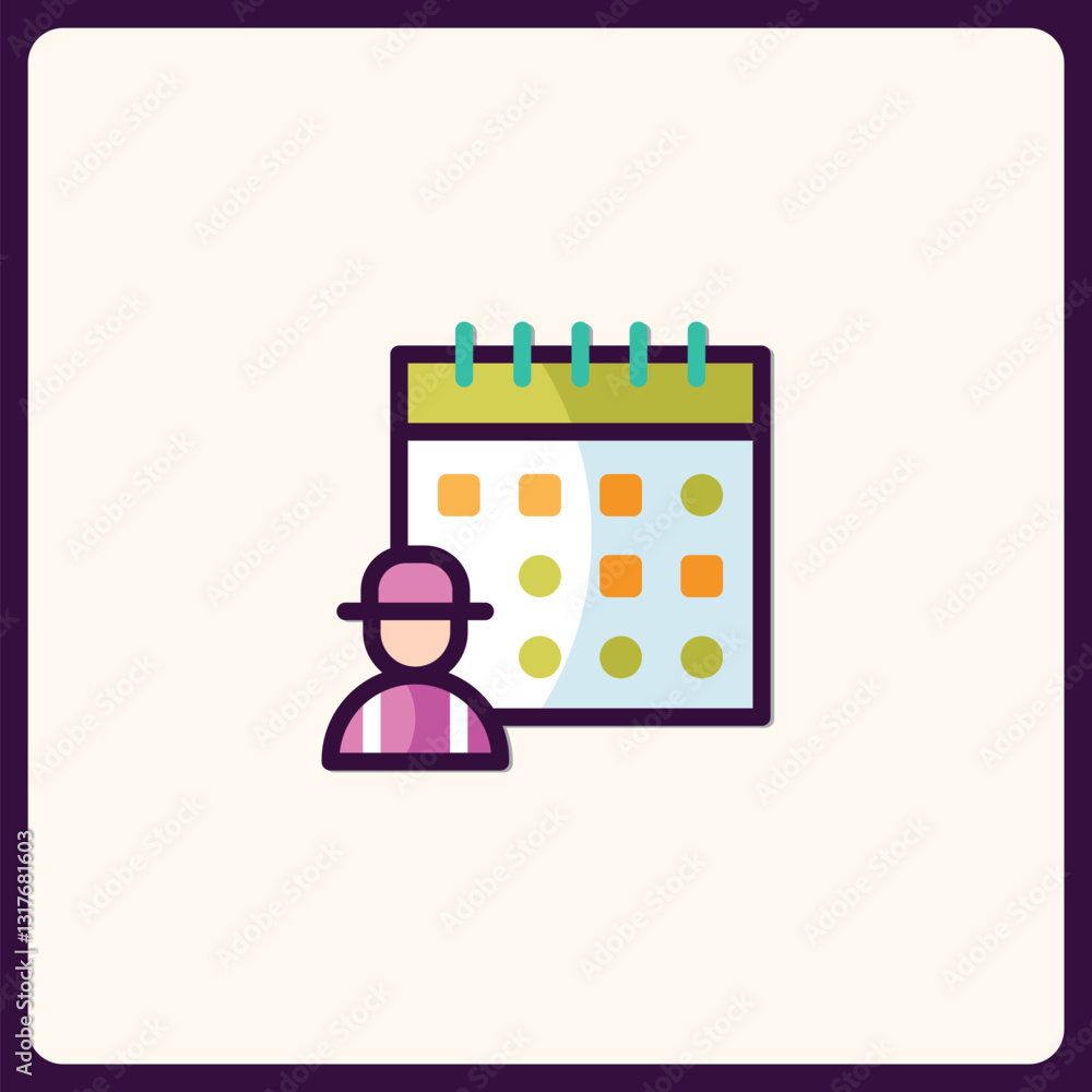 Poster appointment reminder with calendar and user icon in flat design style