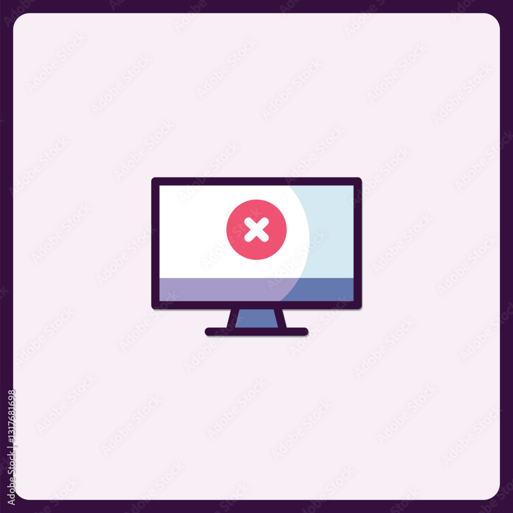 Poster depiction of computer screen with error symbol conveys system failure